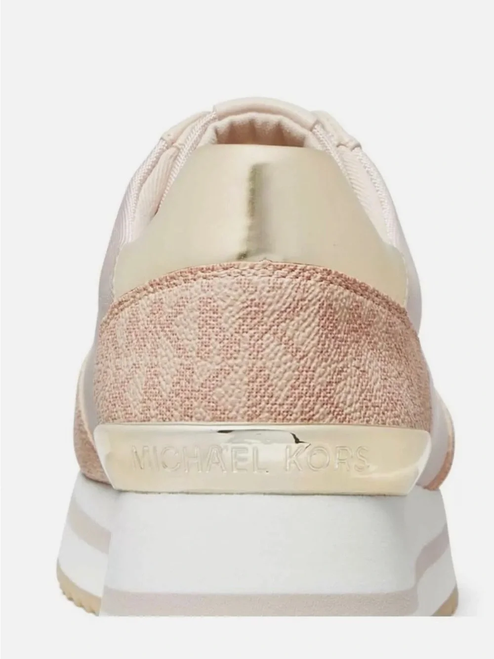 Michael Kors Pale Pink Platform Lace-Up Sneakers with Gold Accent